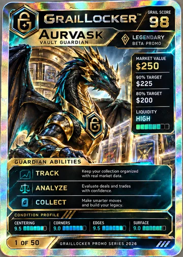 Aurvask, the original GrailLocker Vault Guardian collectible card